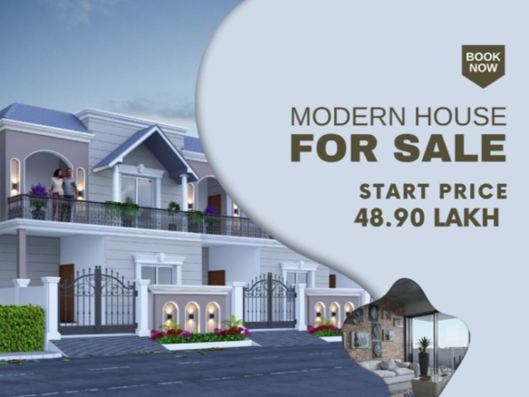 Modern-3BHK-duplex-house-front-elevation-Swastik-Park-Avenue-Raipur